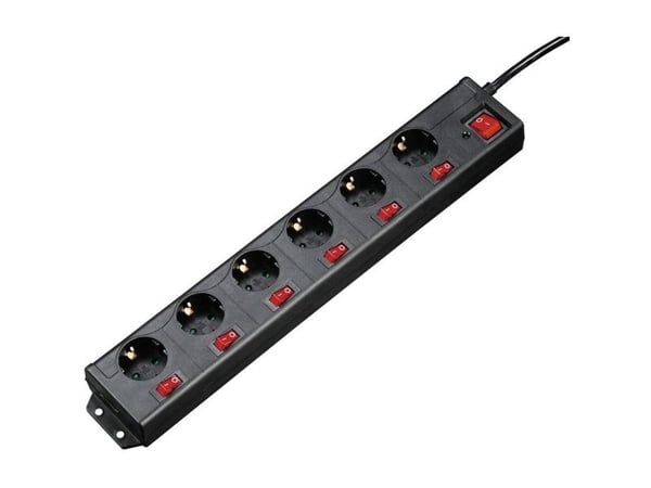 Hama 00137259, 1,4 m, Sisätila, Musta, Synteettinen, 6 AC-pistorasia(a), 230 V