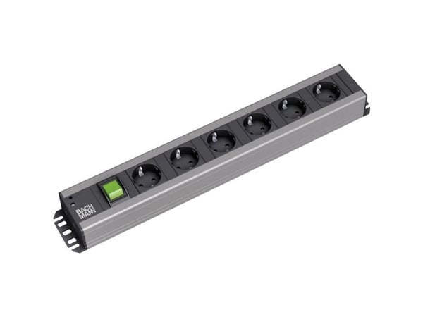 Bachmann 300.003, 2 m, Sisätila, Kulmikas, 1,5 mm², Musta, 6 AC-pistorasia(a)