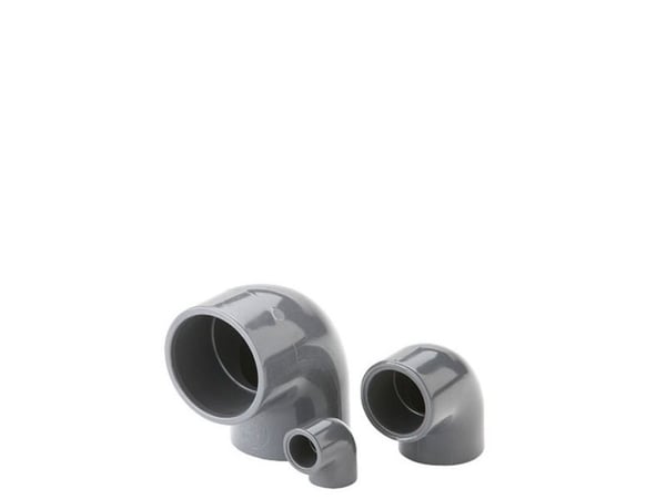Fiap 2437, Polyvinylklorid (PVC), Buet festestykke til avløpsrør, Grå, 90°, 1,6 cm, 15 g