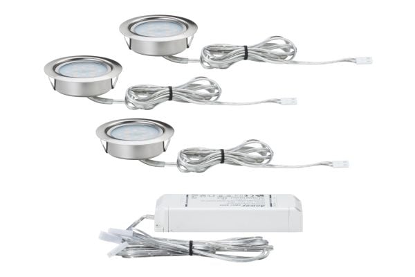 Paulmann 935.53, Innsunket spotlight, 3 ampuller, LED, 13,5 W, 2700 K, Børstet stål