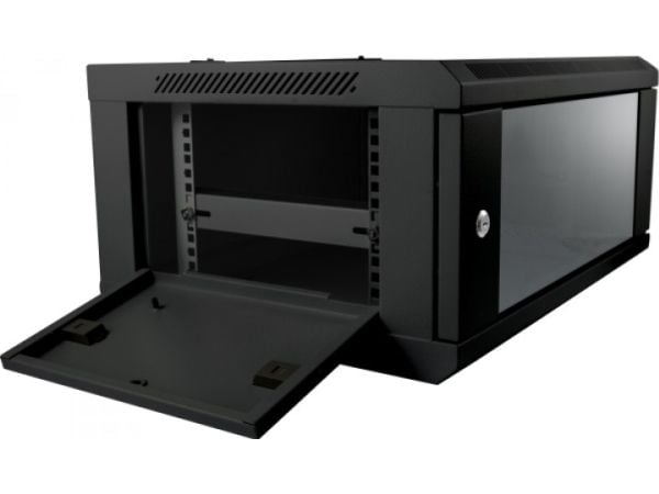 ALLNET ALL-SMC6418SCHWARZ, Veggmonterbar hylle, 18U, 50 kg, Nøkkellås, 27 kg, Svart