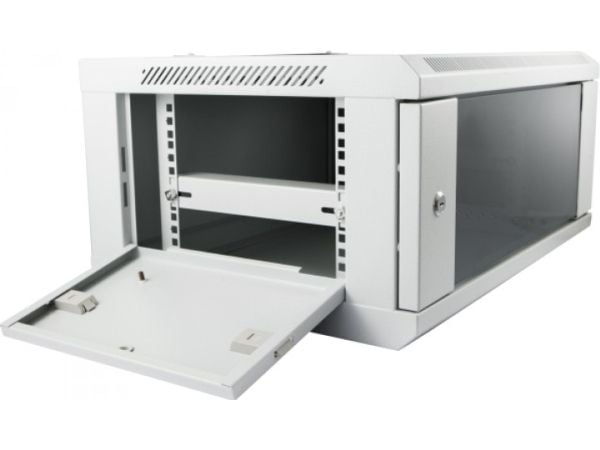 ALLNET ALL-SMC6618GRAU, Veggmonterbar hylle, 18U, 50 kg, Nøkkellås, 30 kg, Grå