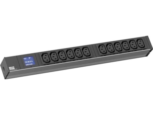 Bachmann BlueNet BN0500 - Effektband (kan monteras i rack) - AC 230 V - utgångskontakter: 12 (power IEC 60320 C13) - 1U - 19" - 2 m sladd - svart