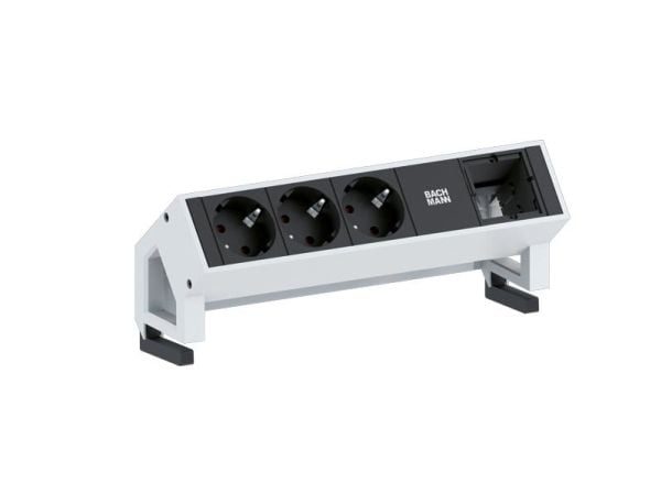 Bachmann Desk 2, 0,2 m, Alumiini, Musta, 3 AC-pistorasia(a), 1 kpl