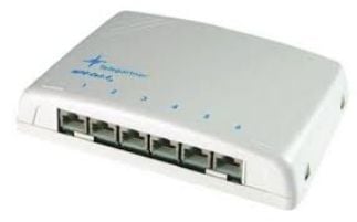 Telegärtner Mini Distributor MPD6-HS K Cat.6A - Overflatemontert fordelingsboks - CAT 6a - RJ-45 X 6 - lysegrå, RAL 7035