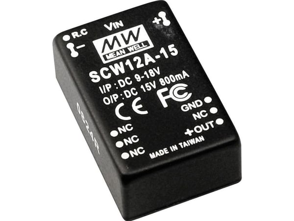 MEAN WELL SCW12B-05, 20,3 mm, 31,8 mm, 12,2 mm, 12 W, 18 - 36 V, 2400 mA