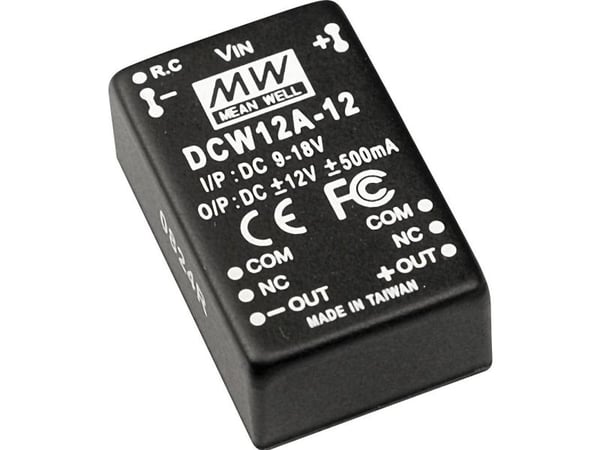 MEAN WELL DCW12A-15, 20,3 mm, 31,8 mm, 12,2 mm, 12 W, 9 - 18 V, 400 mA