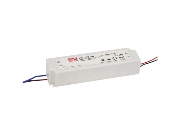 MEAN WELL LPV-60-15 LED-drivdon konstant spänning 60 W 0–4 A 15 V/DC ej dimbar överbelastningsskydd 1 st