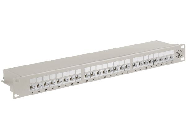 goobay - Koblingspanel - CAT 6a - STP - RJ-45 X 24 - grå - 1U - 19"
