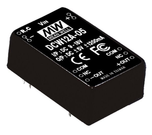 MEAN WELL DCW12B-15, 20,3 mm, 31,8 mm, 12,2 mm, 12 W, 18 - 36 V, 400 mA