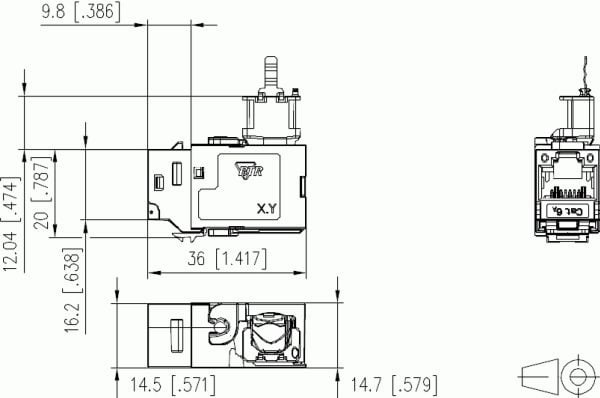 METZ CONNECT 130B23-E, Sølv, Cat6/6e/6a, -40 - 70 °C, RoHS, 14,7 mm, 36 mm