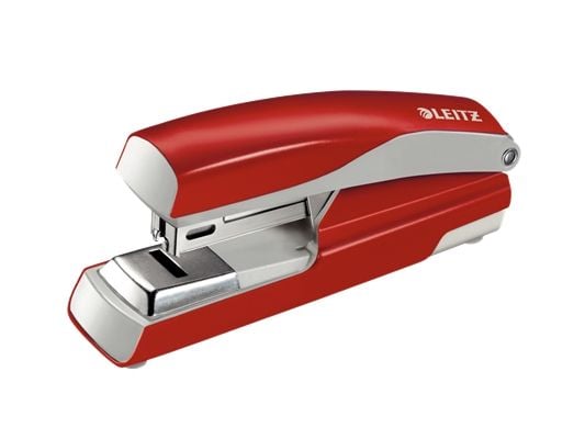 Leitz NeXXt Metallinitoja 5505 New 30 arkkia Flat Clinch, 30 arkkia, Punainen, Hopea, Litteä nidonta, 26/6, Metalli, Muovi, 80 g/m²