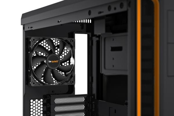 be quiet! Pure Base 600 Window - Miditower - ATX - ingen strømforsyning - USB/Lyd - Sort/Orange - (Inkl. 2 x Pure Wings 2 blæsere)