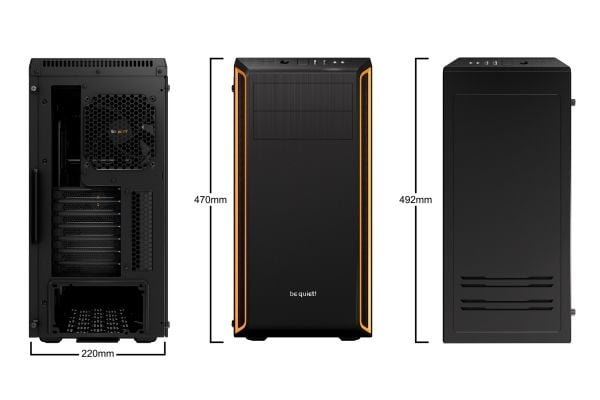 be quiet! Pure Base 600 Window - Miditower - ATX - ingen strømforsyning - USB/Lyd - Sort/Orange - (Inkl. 2 x Pure Wings 2 blæsere)