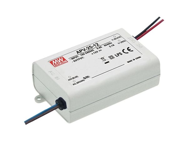 MEAN WELL APV-25-12, Hvit, 90 - 264 V, 47 - 63 Hz, 84 mm, 29,5 mm, 57 mm