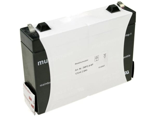 multipower MP2,8-12 blybatteri 12 V 2,8 Ah blyfleece (B x H x D) 132 x 104 x 33 mm flattilkobling 4,8 mm vedlikeholdsfritt lav selvutladning