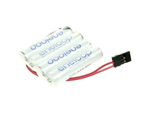Panasonic eneloop F1x4 batteripaket, cellstorlek R03 (AAA), kabel, kontakt, NiMH 4,8V 750 mAh