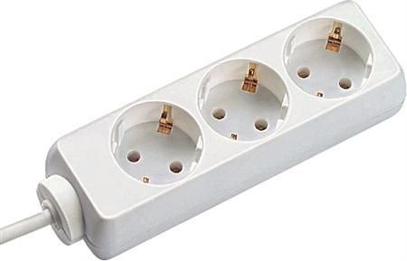Bachmann 3x Schuko H05VV-F 3G 1.50mm² 16A/3680W 3m, 3 m, Muovi, Valkoinen, 3 AC-pistorasia(a), 3680 W, 16 A