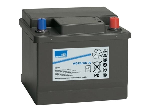 GNB Sonnenschein A512/40 blybatteri 12 V 40 Ah blygel 210 x 175 x 175 mm konuspol vedlikeholdsfritt VDS