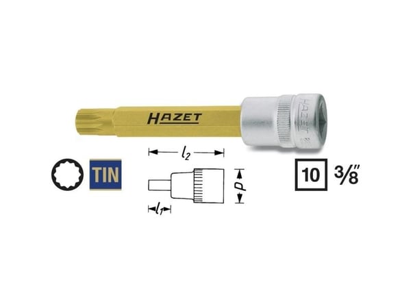 HAZET 8808LG-8, 1 stykker, 76,2 / 8 mm (3 / 8"), Stål, 88 mm, 62 g