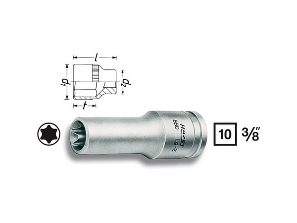 HAZET 880LG-E10, Stikkontakt, 3/8", Metrisk, 1 hoder, E10, 1,7 cm