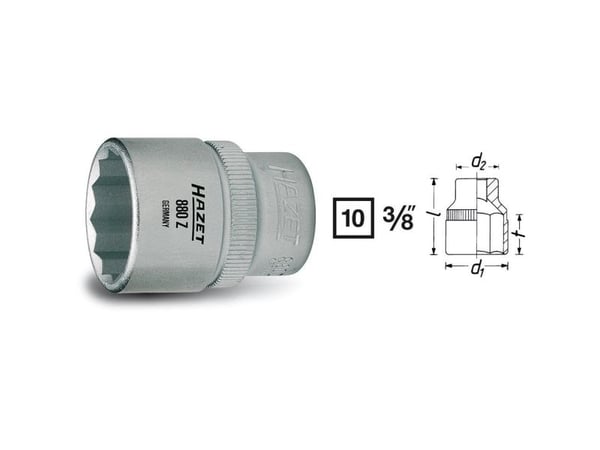 HAZET 880Z-22, Stikkontakt, 3/8", Metrisk, 1 hoder, 22 mm, 2,96 cm