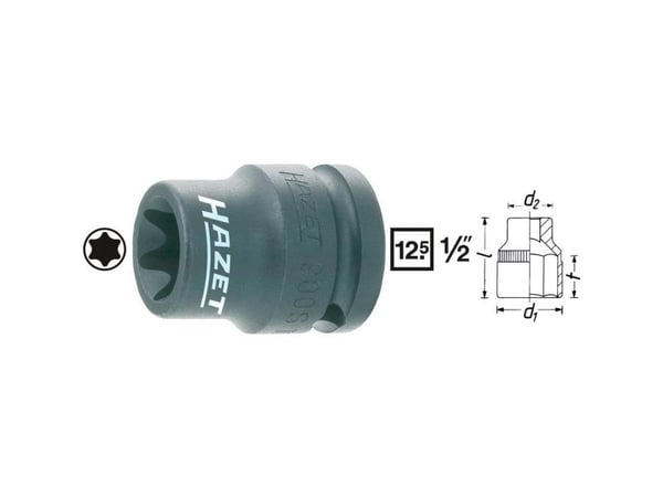 HAZET 900S-E10, Kraftpipe, Sort, 1 hoder, 1/2", Metrisk, Tyskland