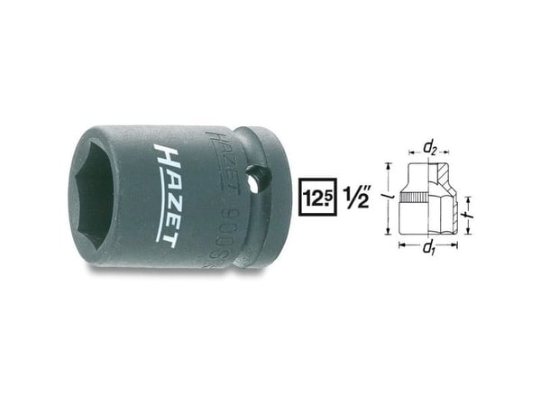HAZET 900S-16, Kraftpipe, Sort, 1 hoder, 1/2", Metrisk, 16 mm