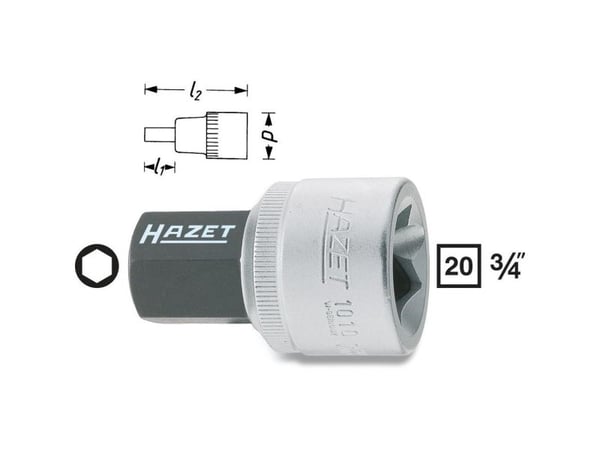 HAZET 1010-17, 1 kpl, 76,2 / 4 mm (3 / 4"), Kromivanadiini-teräs, 54,5 mm, 213 g