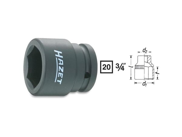 HAZET 1000S-30, Stikkontakt, Sort, 1 hoder, 3/4", Metrisk, 30 mm