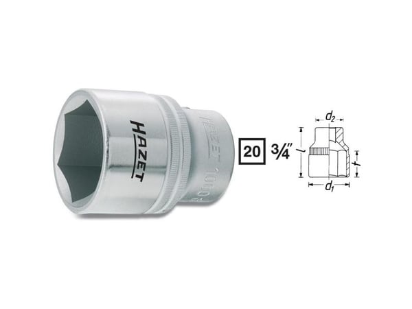 HAZET 1000-60, 1 stykker, Sekskantet, 76,2 / 4 mm (3 / 4"), Kromvanadiumstål, 88 mm, 969 g