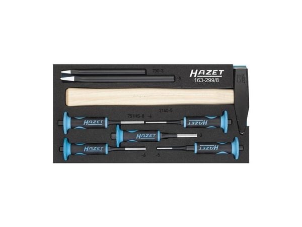 HAZET 163-299/8, Ajo-poranteräsarja, Musta, Sininen, 1,68 kg, 8 kpl, 342 mm, 172 mm