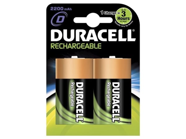 Batteri, Duracell 2200MAH, Recharge D pakke a 2 stk