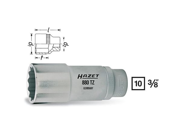 HAZET 880TZ-18, 1 kpl, 76,2 / 8 mm (3 / 8"), Kromivanadiini-teräs, 66 mm, 107 g