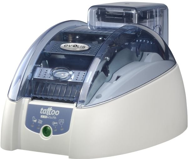Evolis Tattoo RW - Plastkortskriver - S/H - direktetermisk - CR-80 Card (85.6 x 54 mm) - 300 dpi - kapasitet: 100 kort - USB, LAN - briljant blå