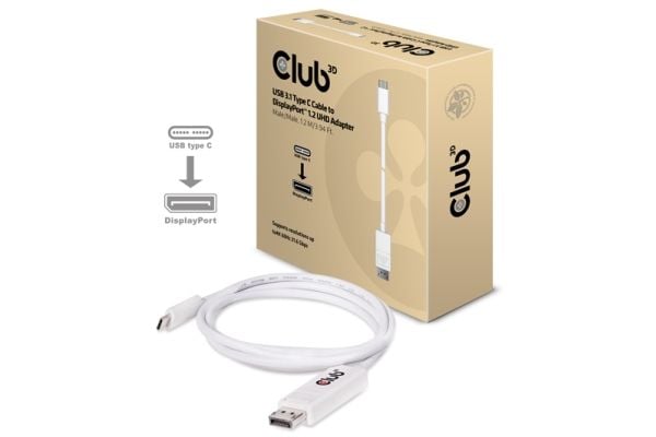 Club 3D - DisplayPort-kabel - 24 pin USB-C (hann) til DisplayPort (hann) - 1.2 m - 4K-støtte