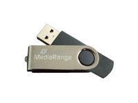 MediaRange MR907, 4 GB, USB Type-A / Micro-USB, 2.0, 13 MB/s, Taittuva, musta, Hopea