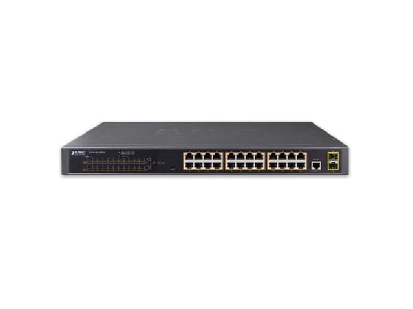 PLANET GS-4210-24P2S - Switch - Styrt - 24 x 10/100/1000 (PoE+) + 2 x Gigabit SFP - rackmonterbar - PoE+ (300 W)