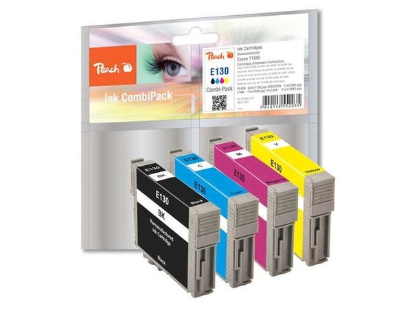 Peach Multi Pack - 4-pack - svart, gul, cyan, magenta - kompatibel - bläckpatron (alternativ för: Epson T1301, Epson T1302, Epson T1303, Epson T130...
