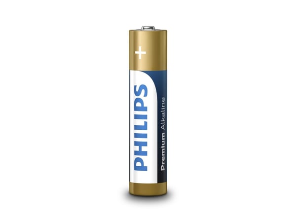 Philips Premium Alkaline Batteri LR03M4B/10, Engangsbatteri, AAA, Alkalinsk, 1,5 V, 4 stykker, Cd (kadmium), Hg (kvikksølv), Pb (bly)