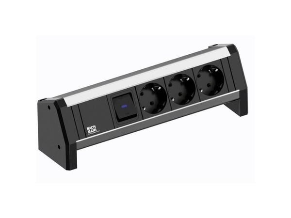 Bachmann DESK 1, 3 m, Musta, Harmaa, 3 AC-pistorasia(a), 230 V, 16 A