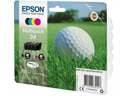 Epson Golf ball Multipack 4-colours 34 DURABrite Ultra Ink, Perusvärintuotto, Musta, Syaani, Magenta, Keltainen, Väriainepohjainen muste, 6,1 ml, 4...