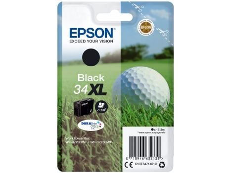 Epson Golf ball Singlepack Black 34XL DURABrite Ultra Ink, Korkea (XL) värintuotto, Musta, Väriainepohjainen muste, 16,3 ml, 1 kpl, 1100 sivua