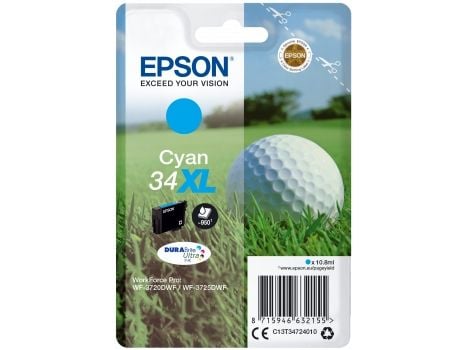 Epson 34XL - 10.8 ml - XL - cyan - original - blekkpatron - for WorkForce Pro WF-3720, WF-3720DWF, WF-3725DWF