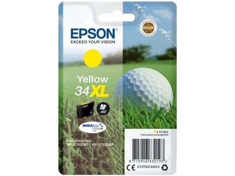 Epson Golf ball Singlepack Yellow 34XL DURABrite Ultra Ink, Korkea (XL) värintuotto, Väriainepohjainen muste, 10,8 ml, 950 sivua, 1 kpl