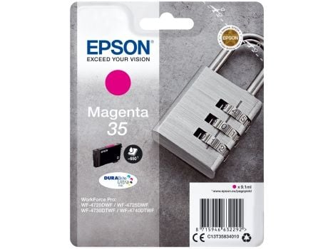 Epson Padlock Singlepack Magenta 35 DURABrite Ultra Ink, Perusvärintuotto, Magenta, Väriainepohjainen muste, 9,1 ml, 1 kpl, 650 sivua