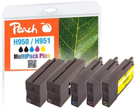 Peach Combi-Pack PLUS H950/H951 - 5-pack - svart, gul, cyan, magenta - kompatibel - gjenfabrikert - blekkpatron (alternativ for: HP 950, HP 951) - ...