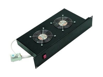 Triton - Tuuletushylly telineessä - 2 tuuletinta - AC 230 V - RAL 7035 - 2U