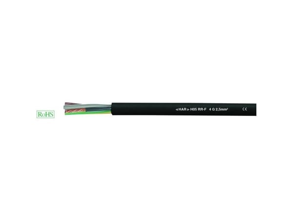 HELUKABEL H05RR-F, 0,75 mm², Svart, Kopper, 14,4 kg/km, 60 kg/km, 2000 V