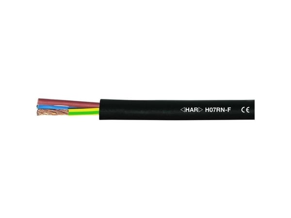 HELUKABEL H07RN-F, Lågspänningskabel, Svart, Koppar, 2.5 mm ², 120 kg/km, DIN VDE 0482-332-1-2, DIN EN 60332-1-2, IEC 60332-1-2, DIN VDE 0473-396, ...
